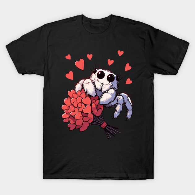 Cute valentine jumping spider T-Shirt by TomFrontierArt